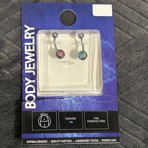 NWT pink and blue belly button rings